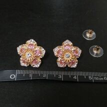 ピアス S925針 ゴールド ピンク フラワー 花 はな ラインストーン cz レディース 韓国 キュービックジルコニア 女性 幾何学的 #C1567-2_画像5