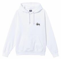 STUSSY ステューシー BASIC HOOD (HOODED) ベーシックロゴ スウェット パーカー プルオーバー 裏起毛 並行輸入品 新品未使用 白 ホワイト_画像2