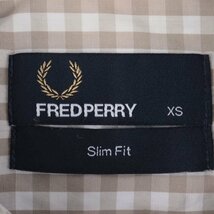 フレッドペリー 長袖シャツ チェック柄 ボタンダウン 胸ロゴ トップス メンズ XSサイズ ベージュ FRED PERRY_画像2