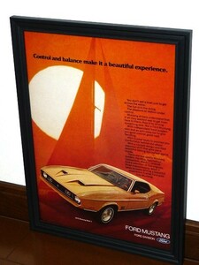1972年 USA 70s 洋書雑誌広告 額装品 Ford Mustang Mach1 フォード ムスタング マスタング(A4サイズ)/ 検索用 店舗 看板 ディスプレイ 装飾