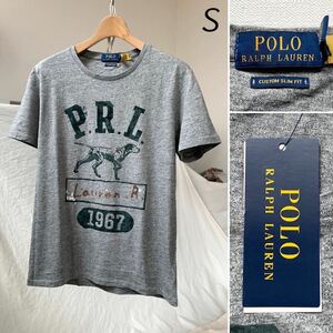 新品正規 POLO RALPH LAUREN ポロ ラルフローレン P.R.L. ヴィンテージ調 ロゴ プリント 半袖 Tシャツ US S 定1.1万 メンズ ミックスグレー