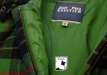 ジーンズポールゴルチエJean's Paul GAULTIER タータンチェックダウンジャケット 緑黒42 【レディース】_画像7