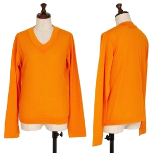  Toriko Comme des Garcons tricot COMME des GARCONS product dyeing re year mesh V neck cut and sewn orange M rank [ lady's ]