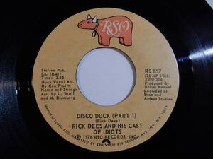 Rick Dees & His Cast Of Idiots Disco Duck / (Instrumental) RSO US RS 857 201090 SOUL DISCO ソウル ディスコ レコード 7インチ 45