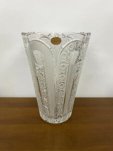 【美品】BOHEMIA ボヘミアクリスタル 高さ約30cm 大型フラワーベース 硝子花瓶 ガラス花瓶 クリスタルガラス 