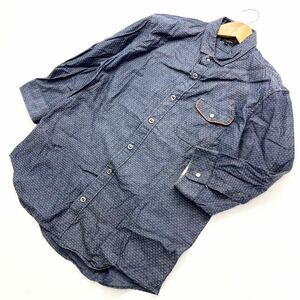 メール&コー MALE&Co. 洗練されたデザイン♪ 七分袖 ドット シャツ グレー LL 大人カジュアル 一枚でもジャケットインナーでも◎■BA193