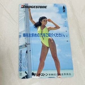 SK【未使用】 河口りか 【テレカ】　ブリヂストン　BRIDGESTONE　水着　ハイレグ　テレホンカード 50度数