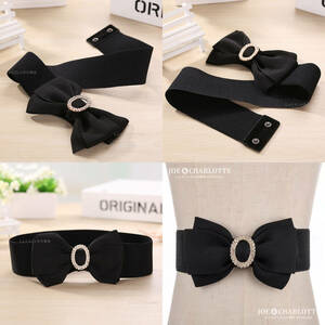 [ black ] buckle belt big ribbon lady's removed possibility biju- attaching black 