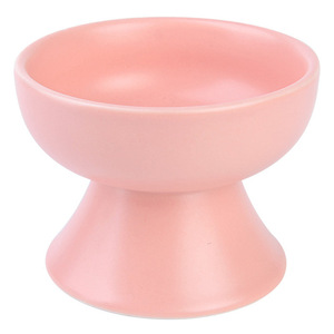 [ pink 1 point ] ceramics made hood bowl cat dog for pets tableware bite bait inserting water bait plate 