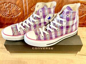 ★☆希少レア!!converse ALL STAR LAID-BACK Hi 紫 チェック 5.5 24.5cm コンバース オールスター レイドバック デッドストック 213☆★