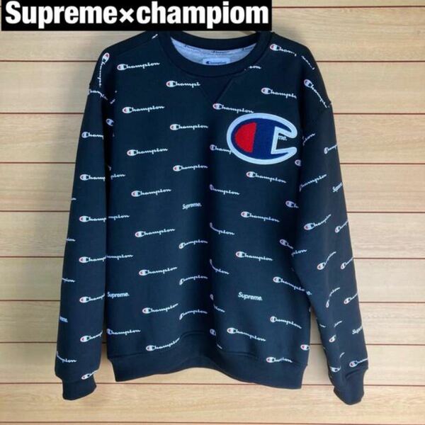 Supreme×champiom コラボ　総柄　トレーナー　正規品