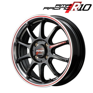 MID RMP RACING R10 (クリスタルブラック/リムポリッシュ+レッド) アルミホイール 4本セット 16×6.0J 4H PCD100 +43