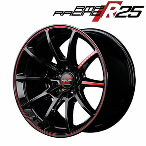 MID RMP RACING R25 (ブラック/リムレッドライン) アルミホイール 4本セット 16×7.0J 4H PCD100 +41