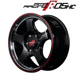 MID RMP RACING R05HC (ブラック/リムレッドライン) アルミホイール 4本セット 16×6.5J 6H PCD139.7 +38