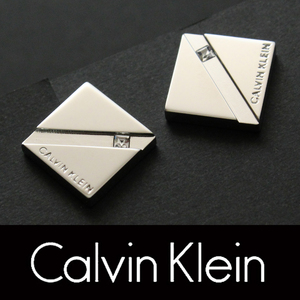 8429*CK Calvin Klein * cuffs * silver × clear Stone * cuffs button ~ cuff links * Onward . mountain *Calvin Klein* new goods 