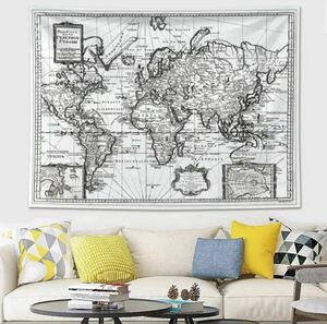 世界地図　デザイン掛け布　英語表示