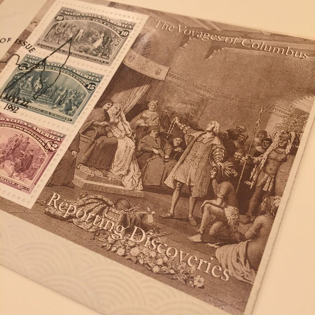 ○ [免费送货] 1992 年哥伦布绘画邮政海外邮票西班牙美国套装 5 张复古古董复古, 古董, 收藏, 印刷材料, 其他的
