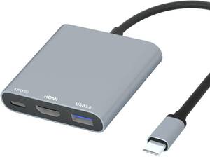 HDMI Type C conversion adaptor 4K@30Hz HDMI+USB3.0+65W TYPE-C output supply of electricity (Gray)