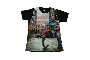 象さん 神様 カラフル 動物 インパクト アート ストリート系 スケーター おもしろTシャツ メンズTシャツ 半袖 ★E532L