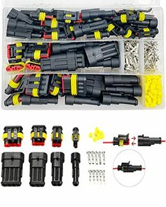 YFFSFDC 防水コネクター 車の防水コネクター セット 1/2/3/4ピン 352個 防水カプラー 配線用 オス＆メス 1/2/3/4極電気接続端子 車