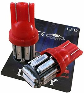 LIMEY T10 LED ポジションランプ レッド 赤 爆光 10連 5W級 ポジション灯 ナンバー灯 ルームランプ 車 バイク ledバルブ