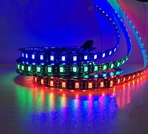 ALITOVE LEDテープライト RGB LEDテープ 5m 300連 SMD5050 RGB 12V 防水高輝度 間接照明 両面テープ 切断可能 取付簡単 イルミネーション_画像2