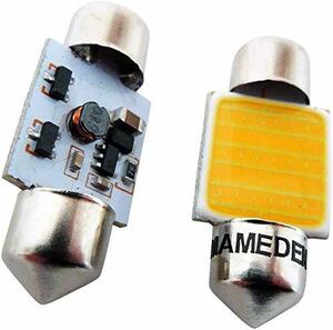 まめ電(MAMEDEN) T10×31 COB 12V 24V 対応 面発光 ルームランプ LED (2：電球色)