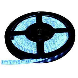 LEDテープライト 12V 防水 両端子 5メートル 3チップ (アイスブルー色/白ベース)