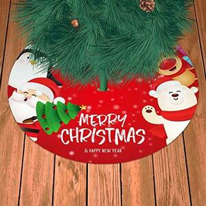 クリスマス ツリースカートツリー 足元隠し 下敷物 スタンドカバー 赤 直径90cm クリスマスツリー マット サンタクロース トナカイ柄