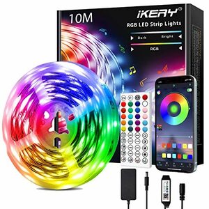 IKERY LEDテープライト 10M APP&リモコン制御 音声同期 両面テープ SMD5050 24V 4ピン 1600万色 高輝度RGB 切断可能 調光調色 工具不要