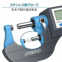 AUTOUTLET デジタルマイクロメーター 外側マイクロメーター 電子LCDディスプレイ 0～25mm マイクロキャリパー 長さ測定_画像3