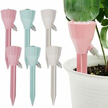 自動給水キャップ 自動給水器 6個セット 自動水やり器 植物自動じょうろ 散水 水やり 水遣り器 挿すだけ 各サイズペットボトル対応 園芸_画像1