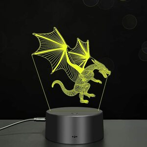 ドラゴン3Dライトクリスマスと新年のギフト3Dタッチナイトライトカラフルな色を変えるテーブルランプ部屋の装飾誕生日プレゼントUSB充電