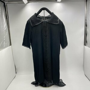 高級婦人服 PORTA ROMANA ポルタロマーナ ニット フリンジ シースルーブラウス ロングブラウス サイズ42 日本製 セットアップ 【道楽札幌】