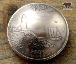 ◆コンチョ ネジ式　アメリカ 25セント 50州 メイン 灯台 コイン　23mm