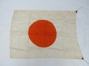 日章旗 ■ 旧日本軍 日の丸 [約90×70cm] 絹 当時品 №8466■