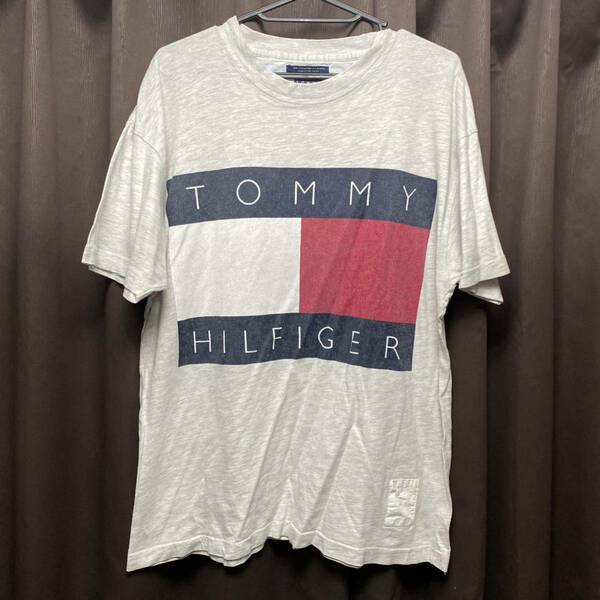 TOMMY HILFIGER 90s Tシャツ M フラッグ プリント ビックロゴ