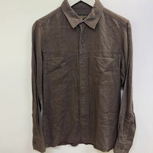 【オススメ】LOST CONTROL長袖シャツ　RAYON50%HEMP50% ブラウン系　サイズ1