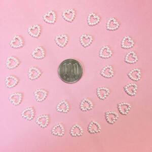  postage 63 jpy ~* deco parts ream pearl Heart (white)30 bead * smartphone custom decoration 