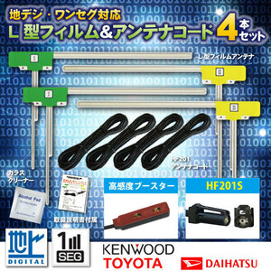 メール便★ケンウッド フィルムアンテナ HF201S コード 4本 セット MDV-D307BT　MDV-D307 適合表有 アンテナコード フルセグ 地デジWG204S