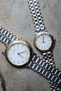 /.321.[2 point set ]Montres LANCEL PARIS wristwatch pair watch lady's men's Gold × silver Lancel 