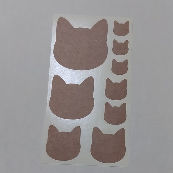 《クラフト無地シール》ネコ型1.5cm~5cmセット