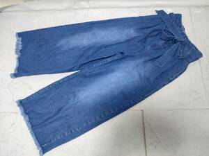 c7531* wing INGNI ribbon belt attaching Denim gaucho pants M* beautiful goods 