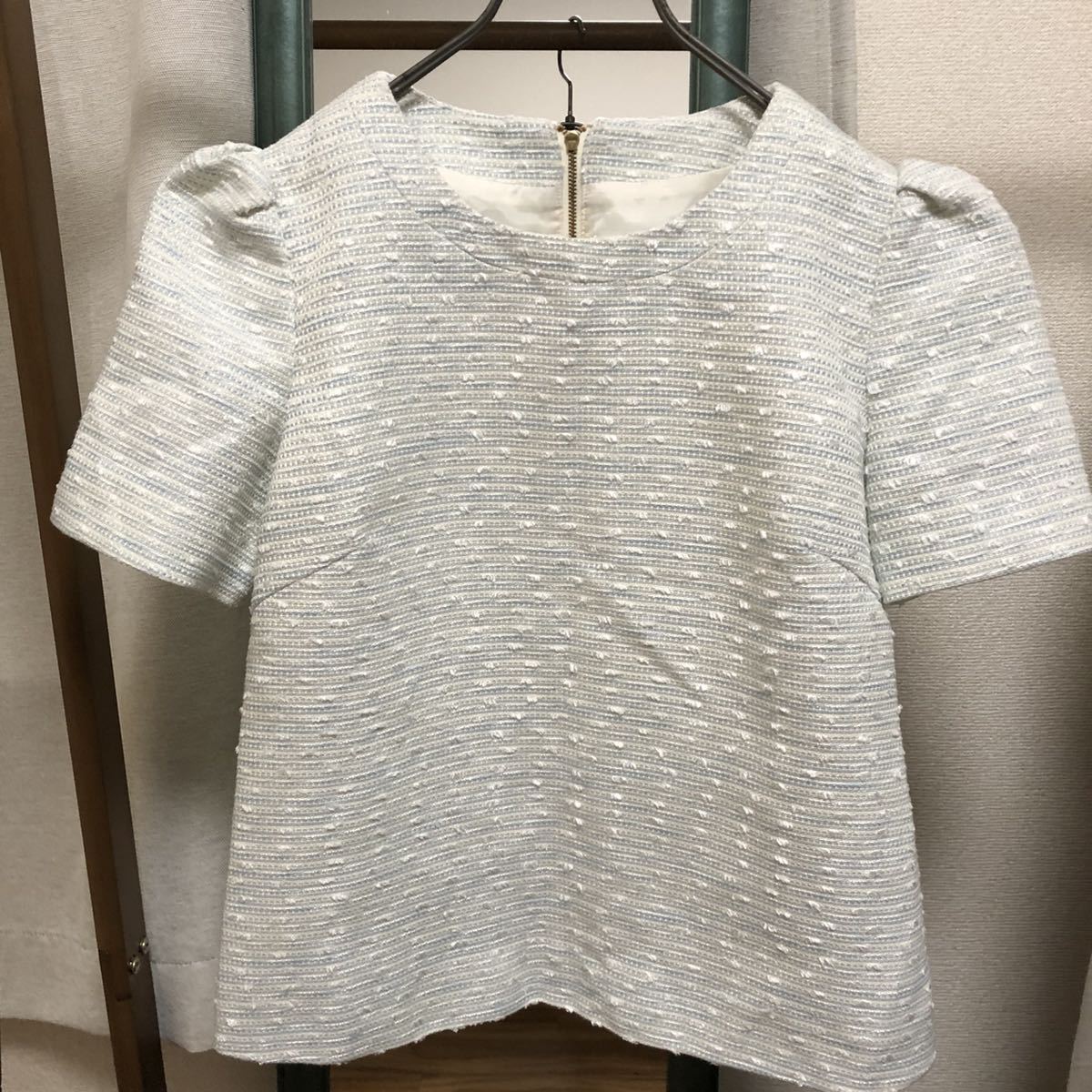 新品未使用☆keinarita ケイナリタ パフスリーブスカラップシャツ