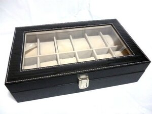 時計ケース12個 レザー調ブラックの商品画像