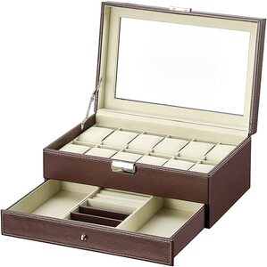 12本 2段式-ブラウン EUNOMIA 腕時計収納ケース アクセサリー 収納 時計ケース 12本 時計 収納ボックス 2段式 高の商品画像