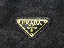 レア☆ギャラ/袋付【良品】プラダ(PRADA) チェーン ショルダーバッグ ブラック ゴールド スエード 三角ロゴ 白タグ14【ヴィンテージ】_画像4