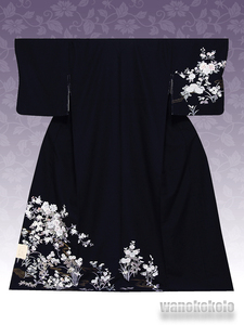 [ peace. .]... kimono *.* tsukesage *F size * black series /. medicine * Sakura maple pattern *KTK_153