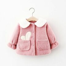 ♪ｍineka♪ベビーウサギ耳防風ウォームコート 子供服 秋冬コート 暖かい アウター ピンク キッズ 普段着 通園 遠足90cm 212066_画像1