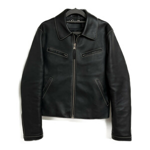 ** LOUIS VUITTON Louis Vuitton leather jacket size 46 RM152 H8L62WK06 CA36929 black a little scratch . dirt equipped 